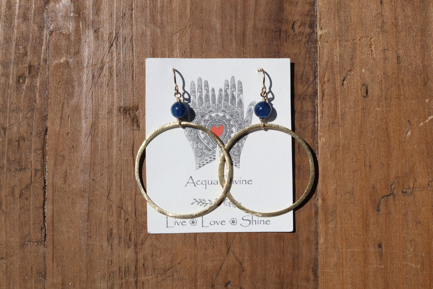 Gold Hoops with Kyanite
